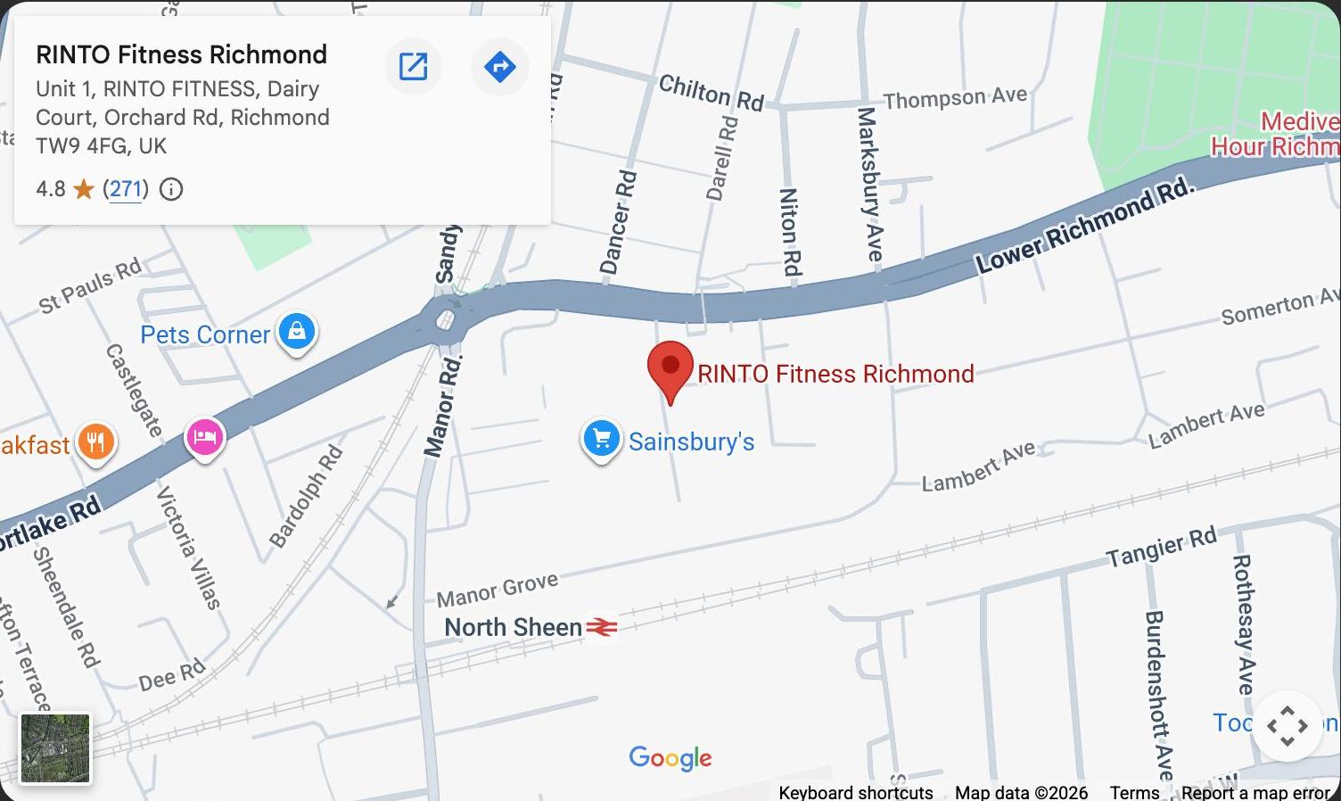 Map showing RINTO Fitness Richmond